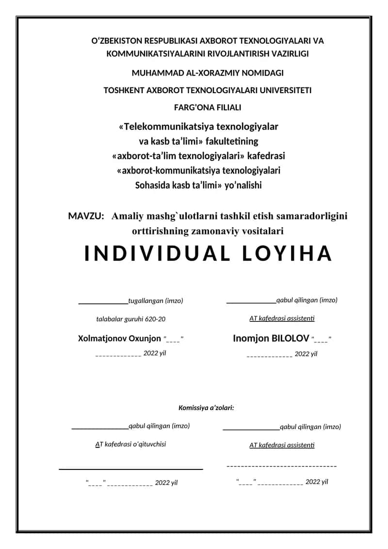 Amaliy mashg`ulotlarni tashkil etish samaradorligini orttirishning zamonaviy vositalari 1