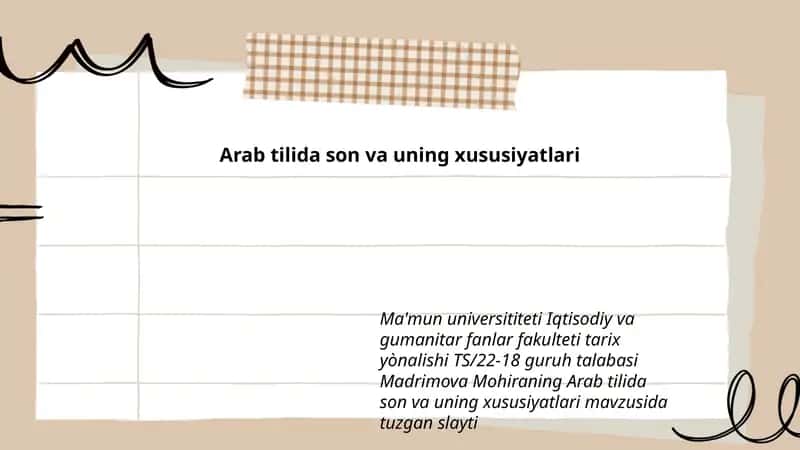 Arab tilida son va uning xususiyatlari 1