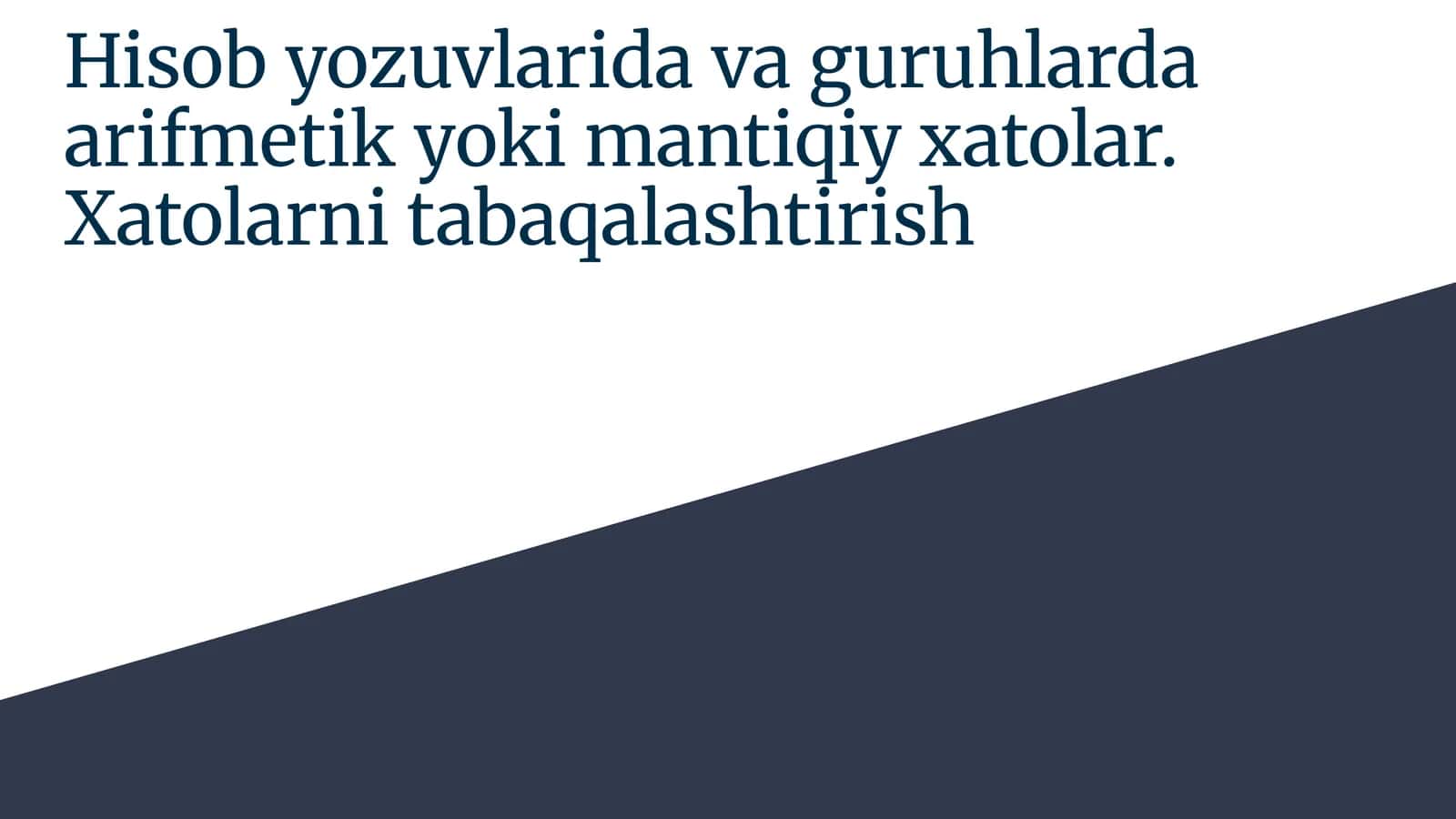 Xatolarni tabaqalashtirish 1