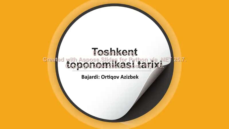 Toshkent toponomikasi tarixi 1