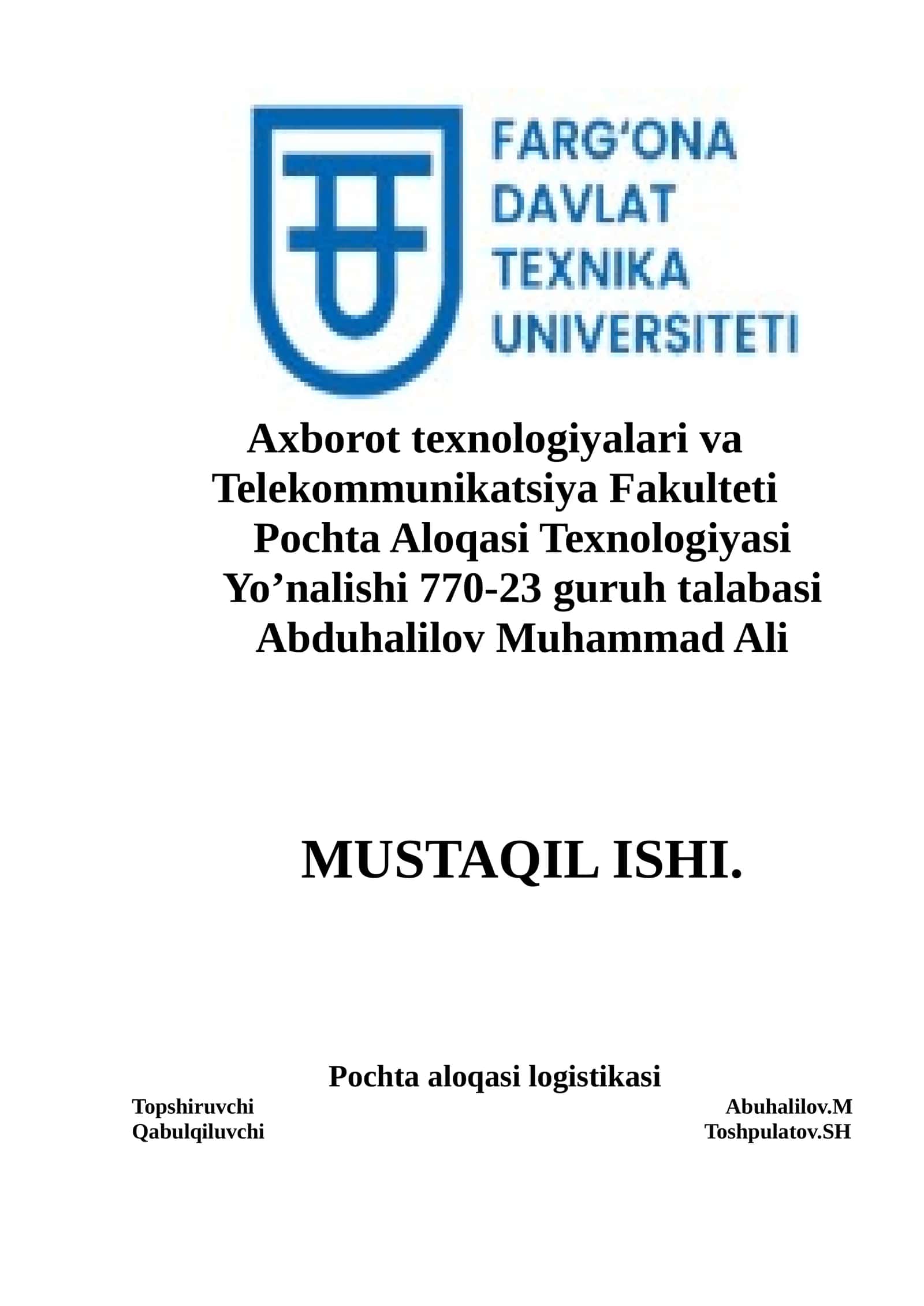 TezVo pochta xizmatini tashkil etish (Vodiy hududi uchun) 1