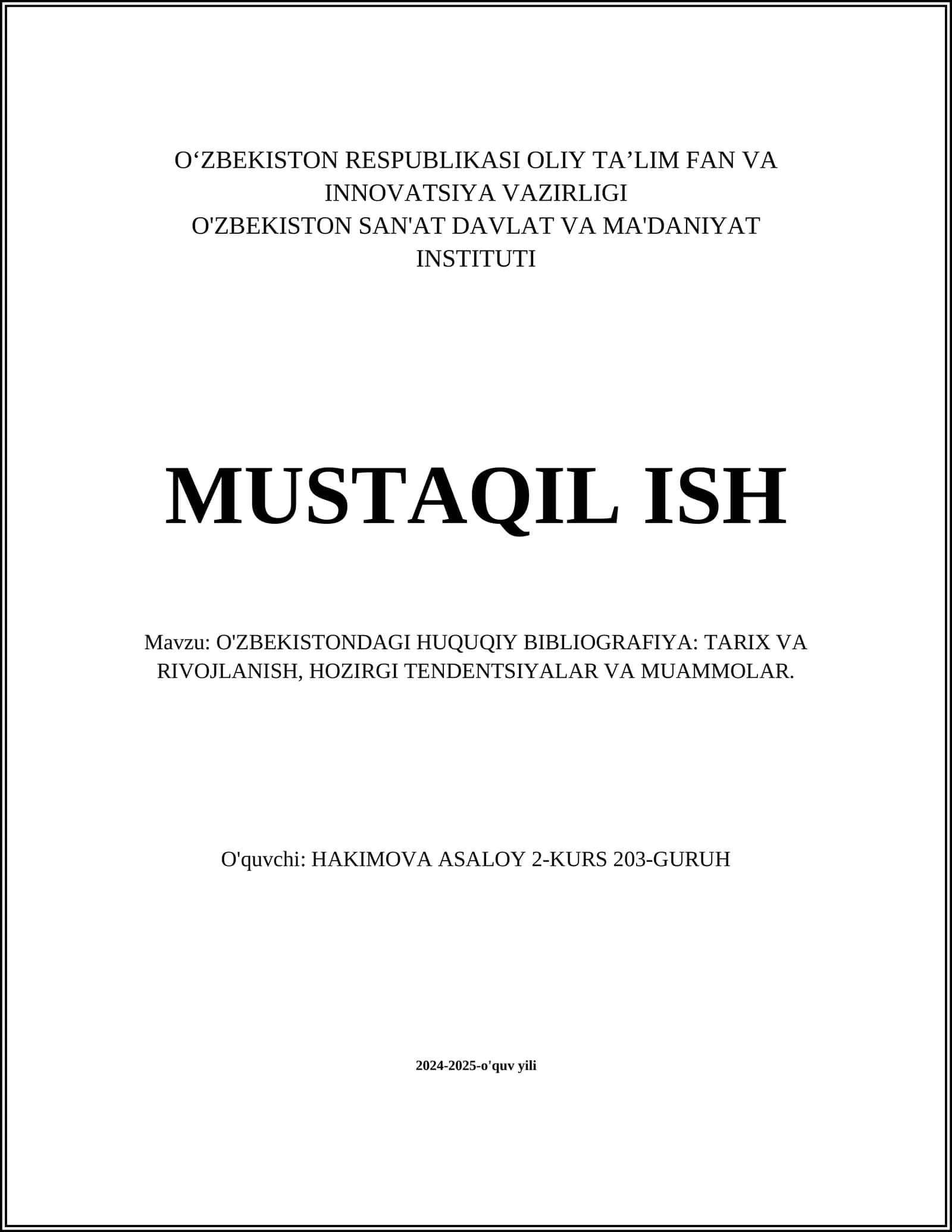 O'zbekistondagi Huquqiy Bibliografiya: Tarix va Rivojlanish 1