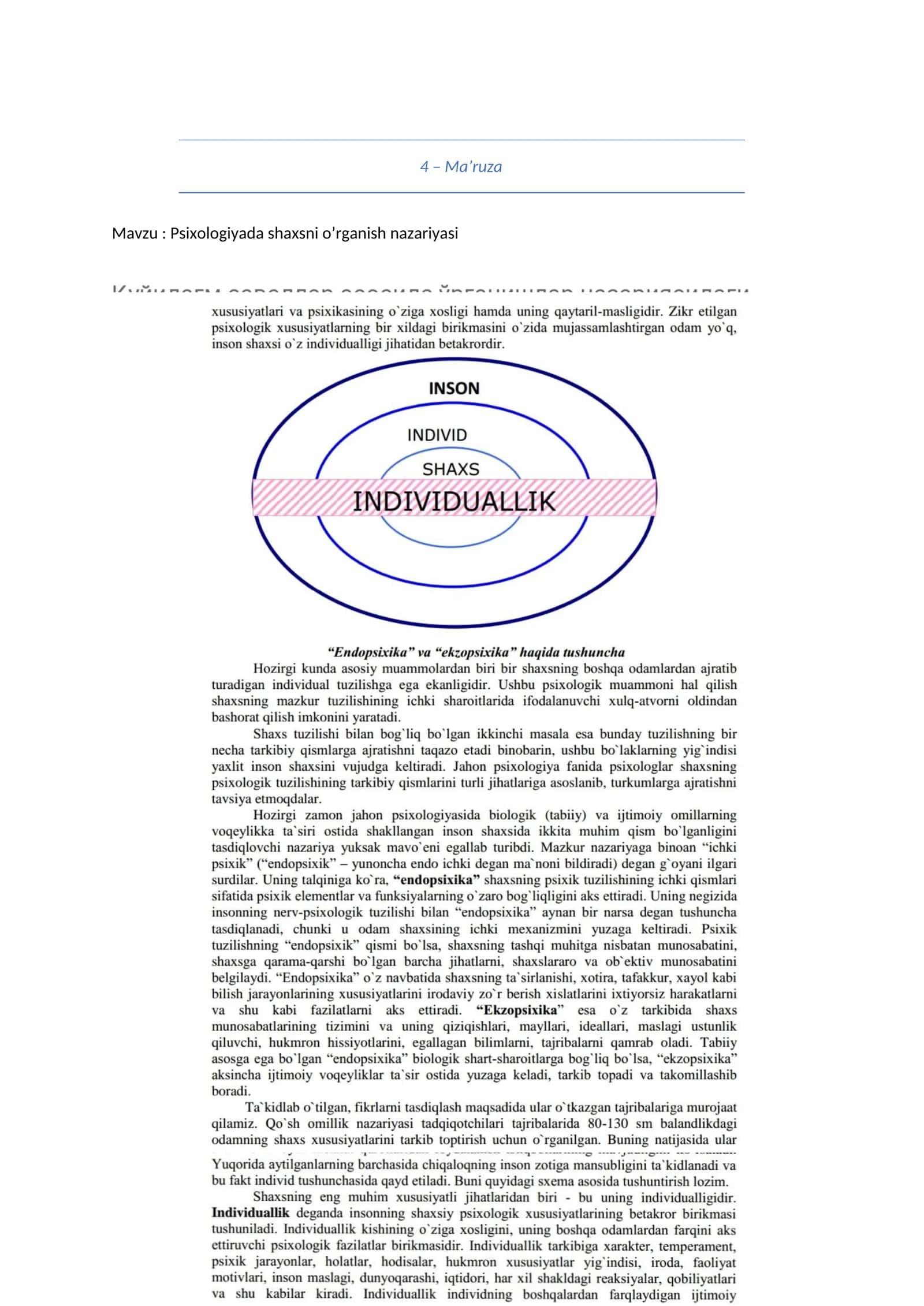 Psixologiyada shaxsni o’rganish nazariyasi 1