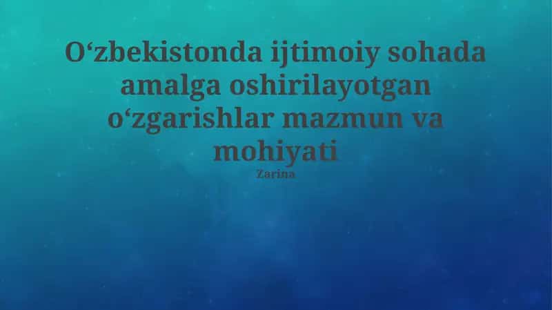 Ijtimoiy islohotlar 1