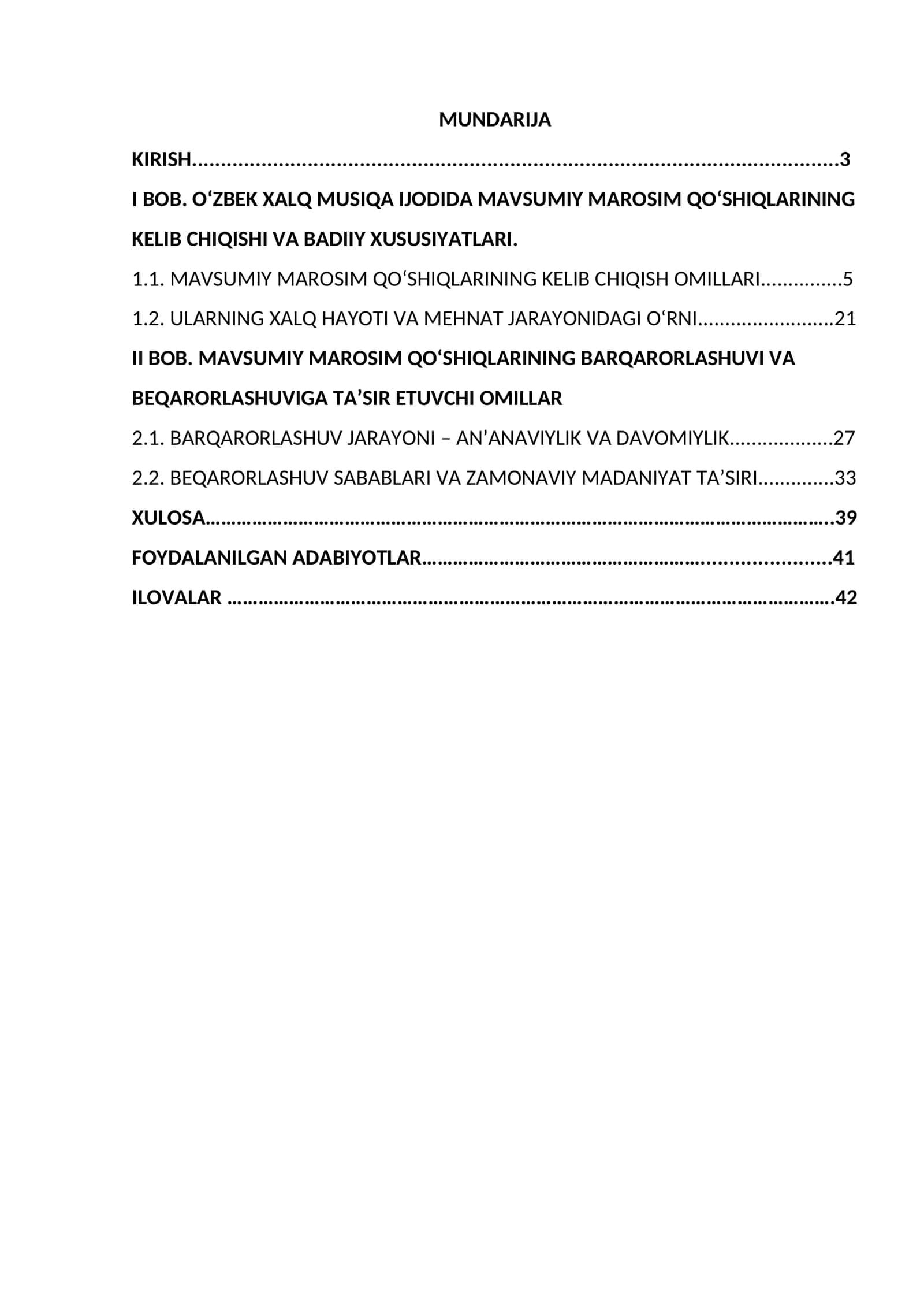 O‘zbek  xalq musiqa ijodida  mavsumiy marosim  qo’shiqlarining barqarorlashuvi va beqarorlashuvi. 1