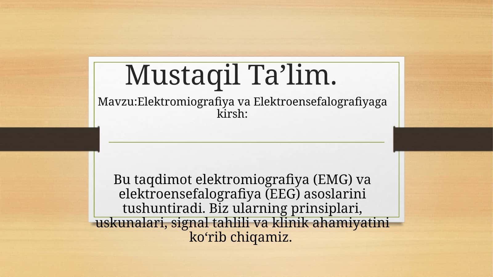 Elektromiografiya va Elektroensefalografiyaga kirish 1