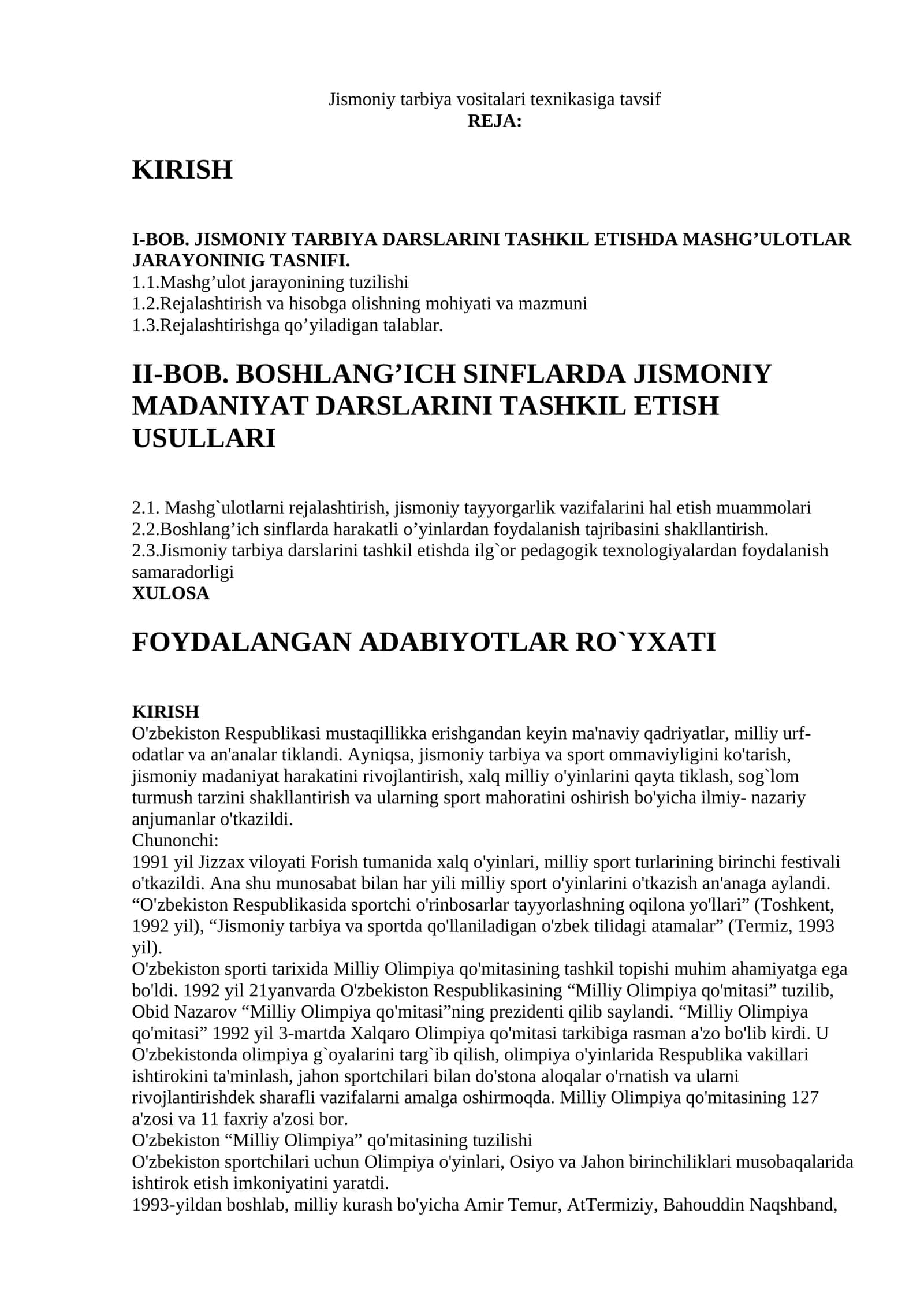 Jismoniy tarbiya vositalari texnikasiga tavsif 1