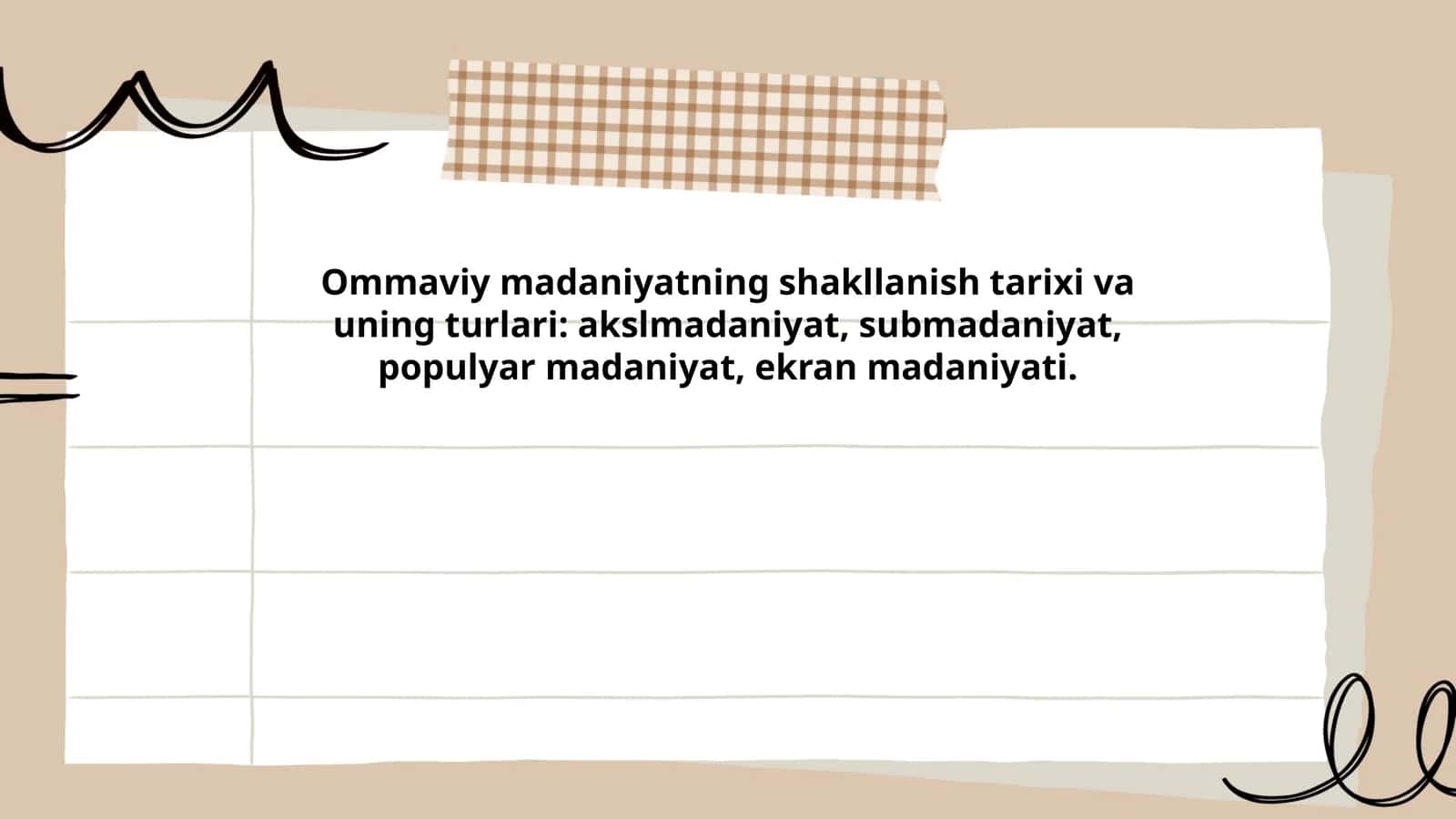 Ommaviy madaniyatning shakllanish tarixi va uning turlari: akslmadaniyat, submadaniyat, populyar madaniyat, ekran madaniyati 1