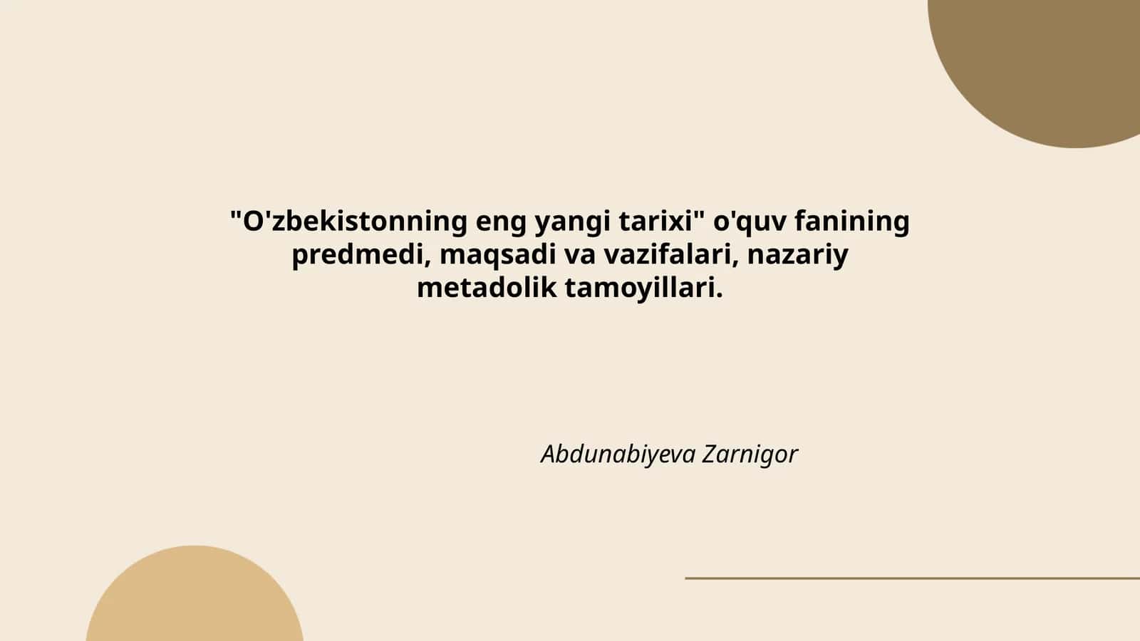 O'zbekistonning eng yangi tarixi 1