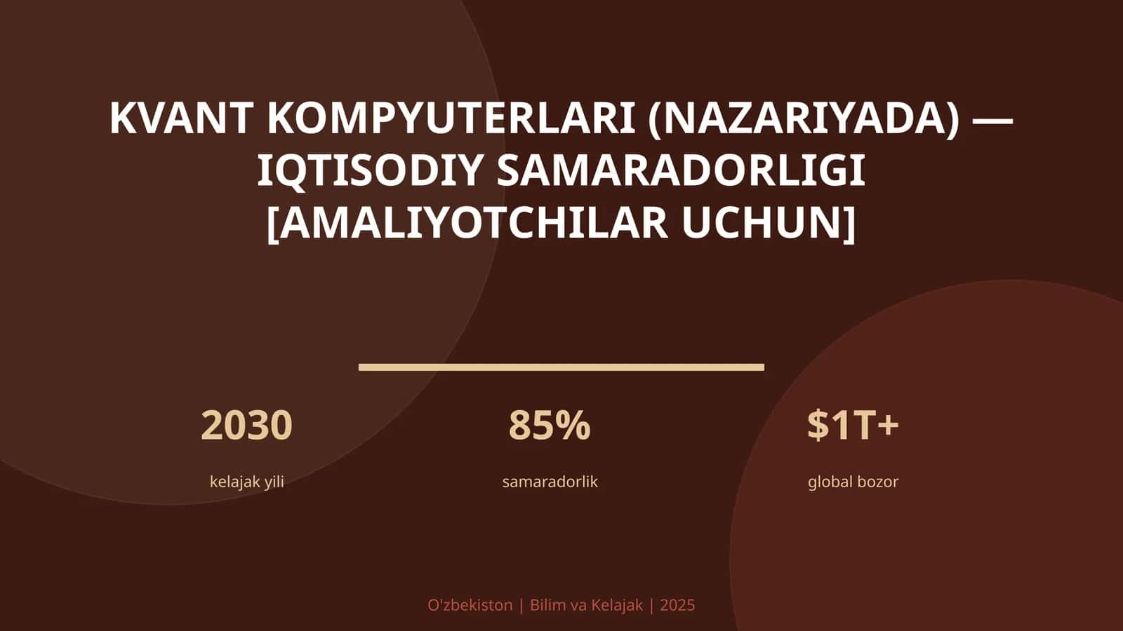 Kvant kompyuterlari (nazariyada) — iqtisodiy samaradorligi [amaliyotchilar uchun] 1