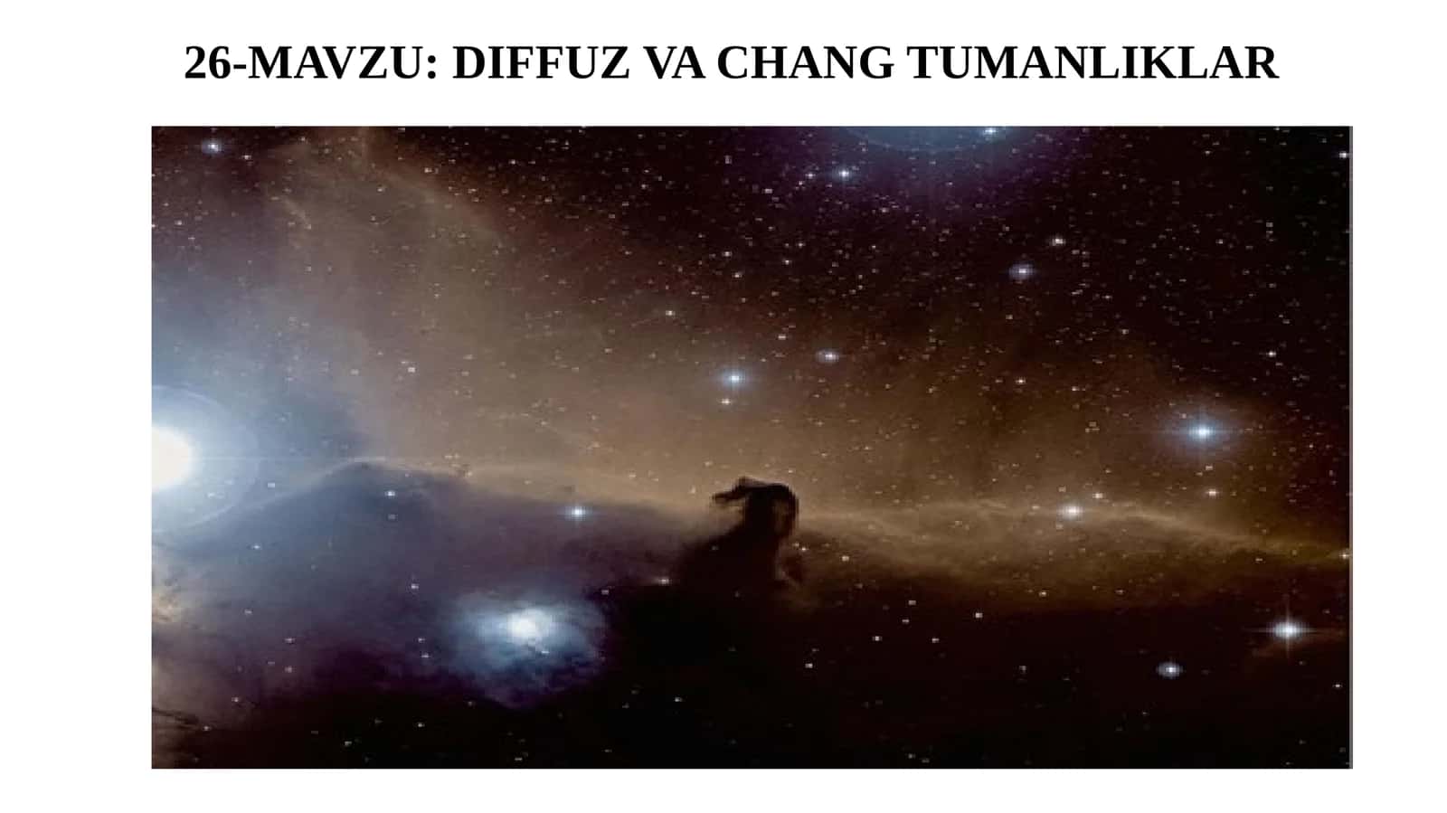 11-sinf Astronomiya fanidan dars ishlanma. Diffuz va chang tumanliklar 1