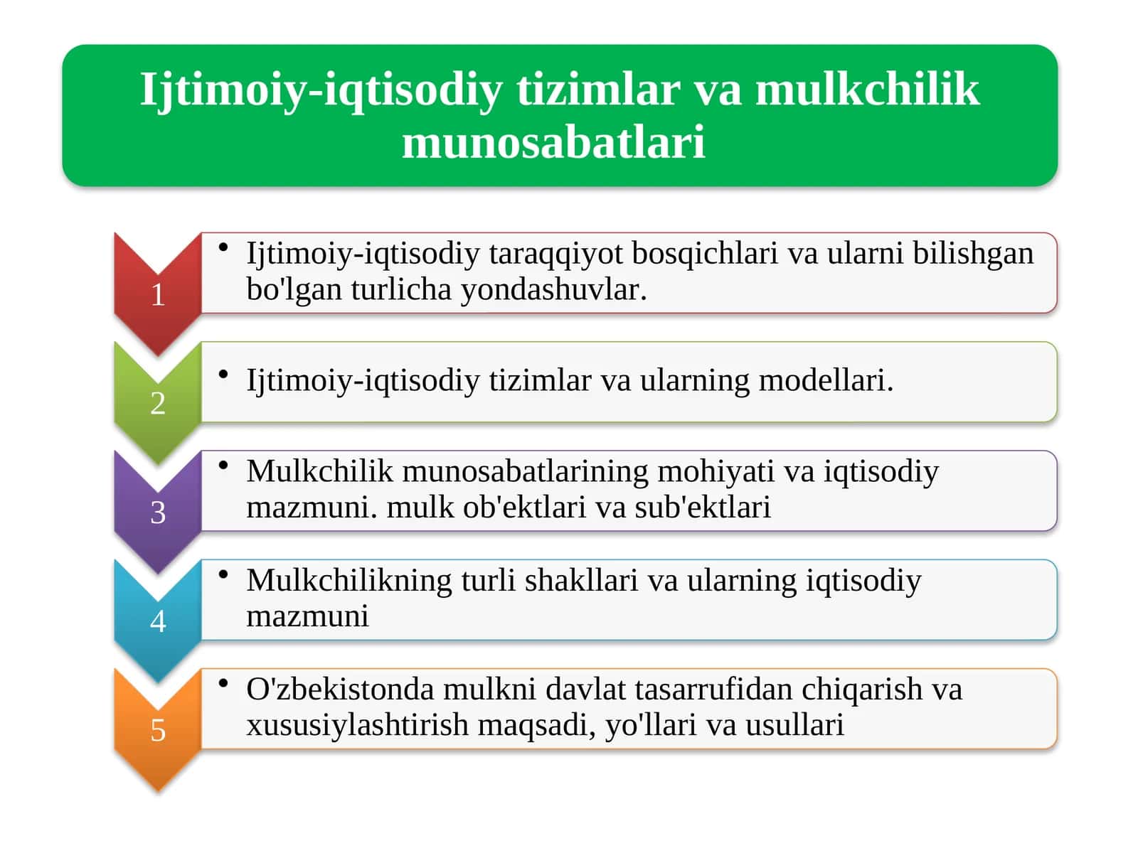 Ijtimoiy iqtisodiy tizimlar va mulkchilik shakllari 1