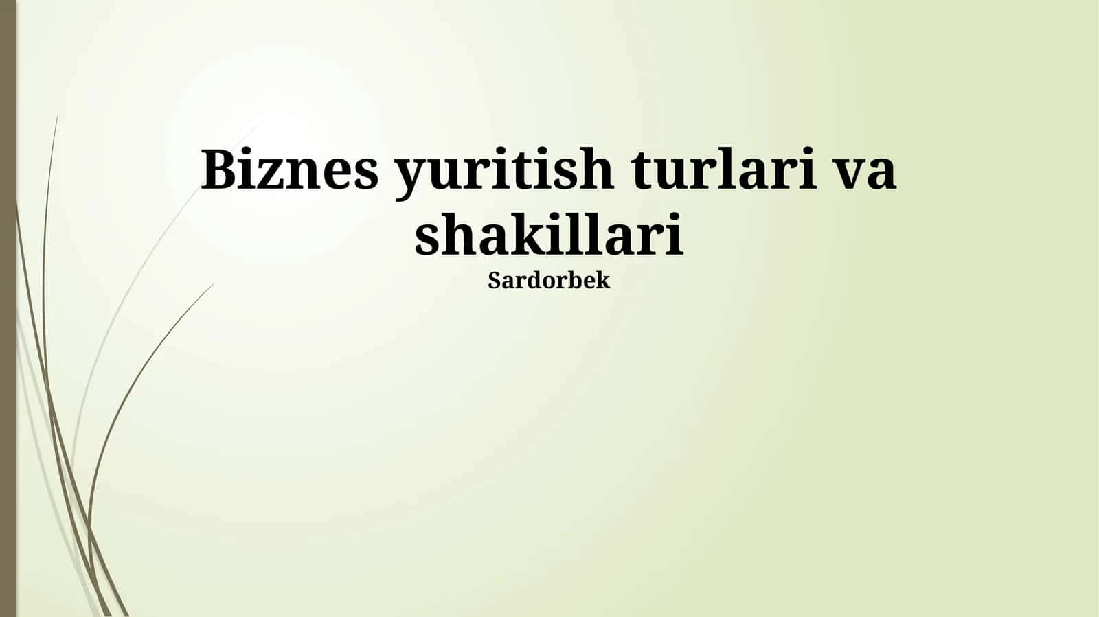 Biznes yuritish turlari va shakillari 1