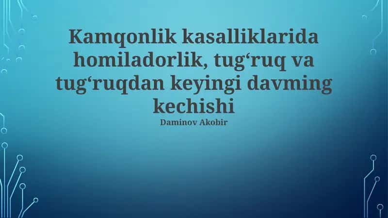 Homiladorlikda Anemiya 1