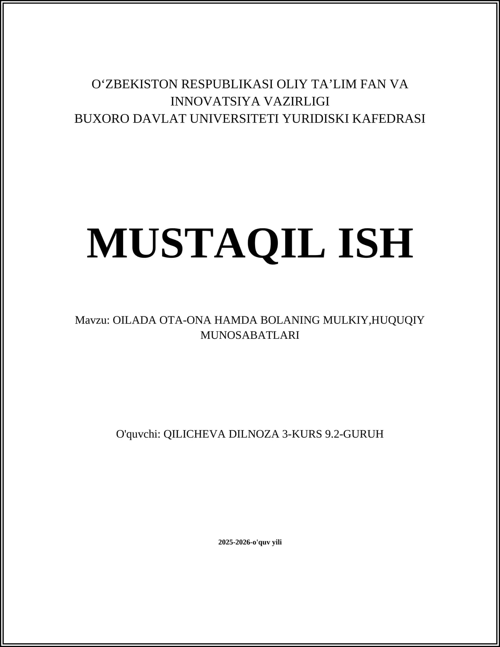 Ota-ona va bolaning mulkiy huquqlari 1