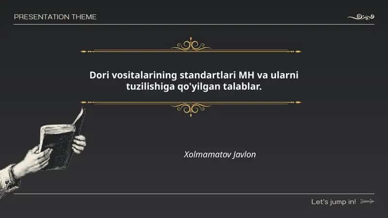 MH standartlari va Dori Vositalar 1
