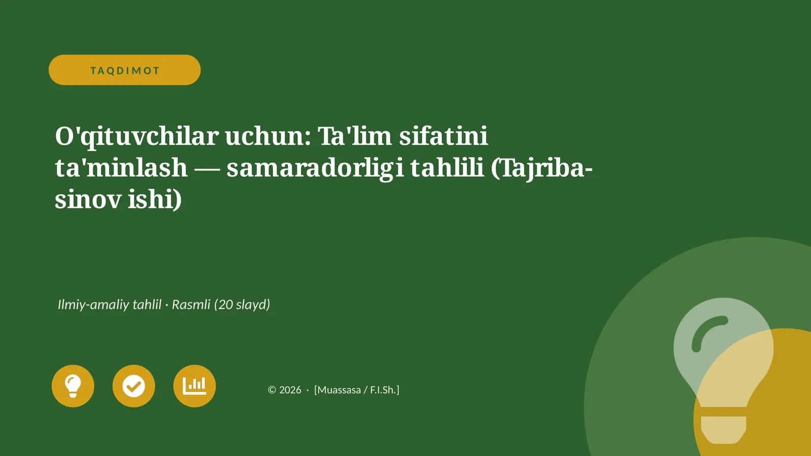 Ilmiy-amaliy tahlil: Ta'lim sifatini ta'minlash 1
