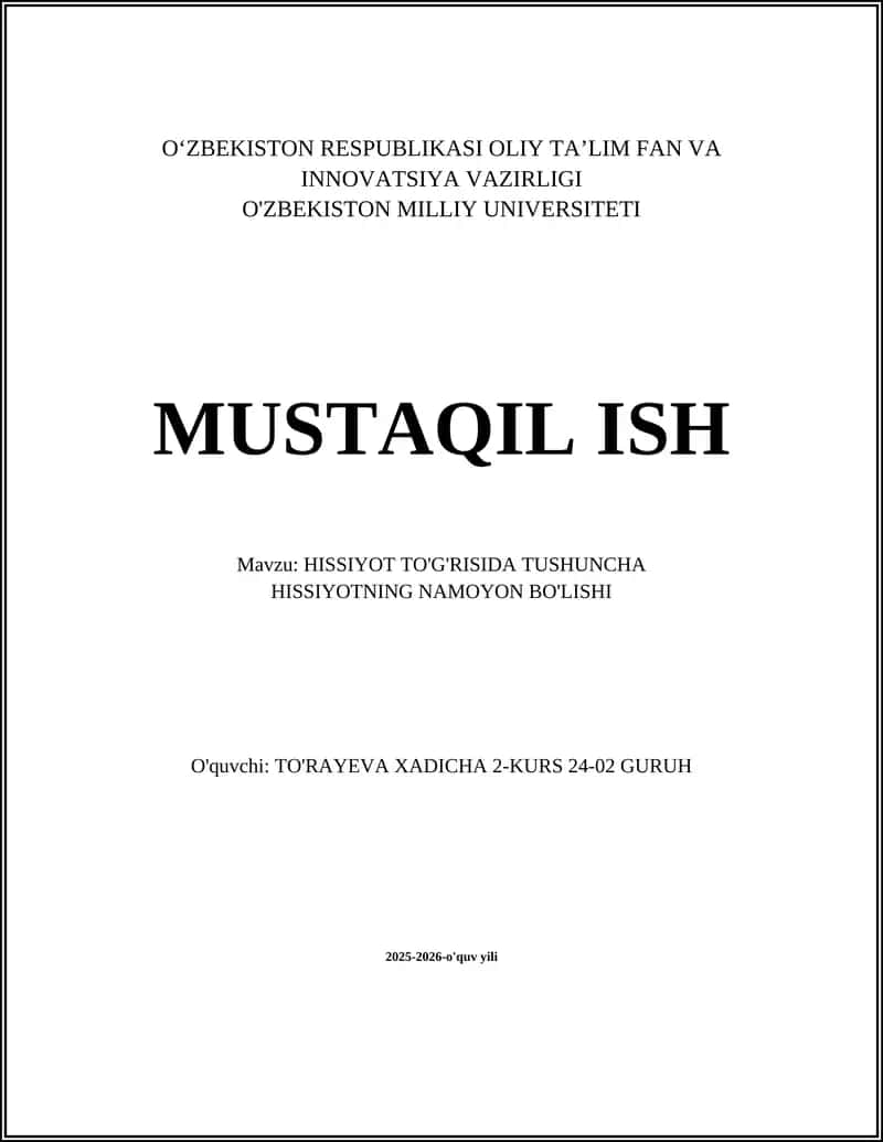 HISSIYOT TO'G'RISIDA TUSHUNCHA 1