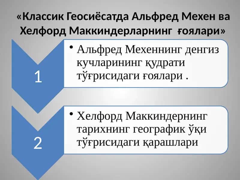 «Классик Геосиёсатда Альфред Мехен ва Хелфорд Маккиндерларнинг ғоялари» 1