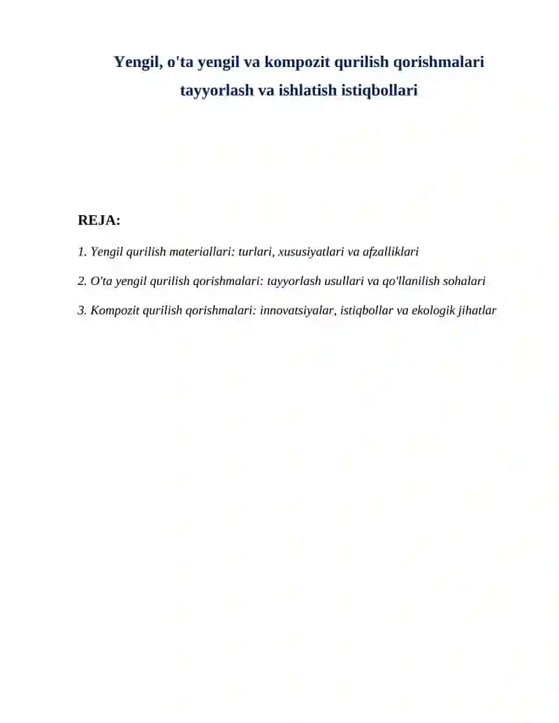 Yengil qurilish materiallari