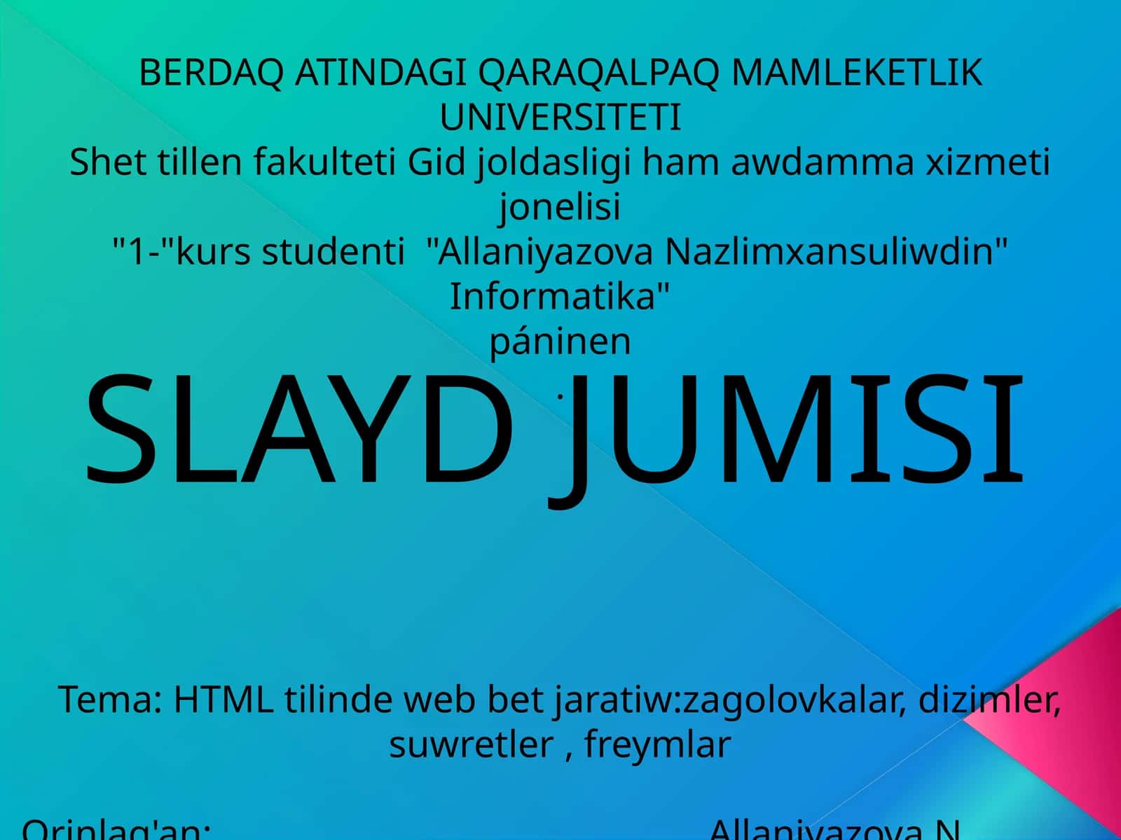 HTML tilinde web bet jaratiw 1