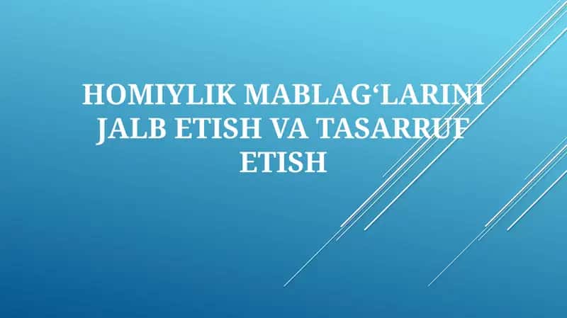 HOMIYLIK MABLAG‘LARINI JALB ETISH VA TASARRUF ETISH 1