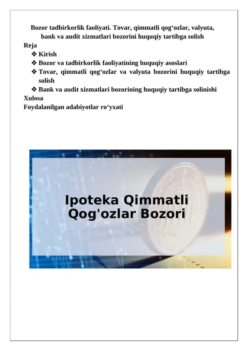 Bozor tadbirkorlik faoliyati 1