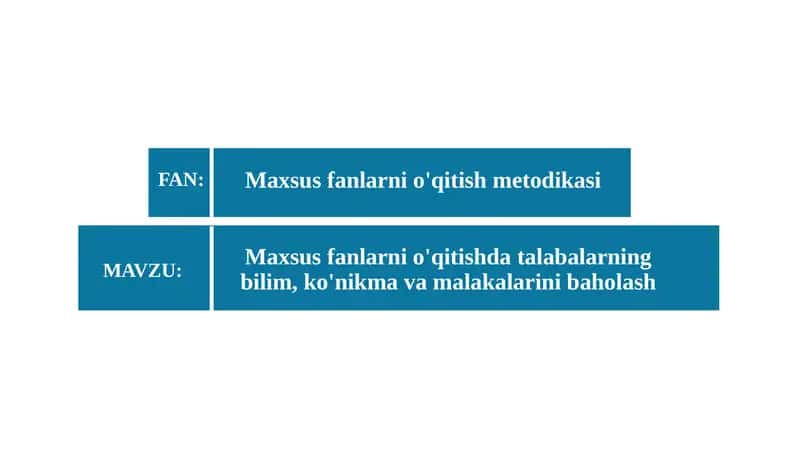Maxsus fanlarni o'qitishda talabalarning bilim, ko‘nikma va malakalarni baholash 1
