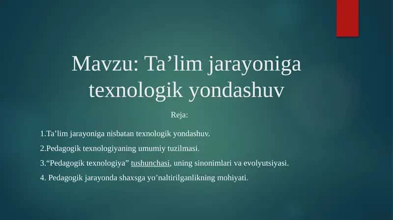 Pedagogik texnologiya 1