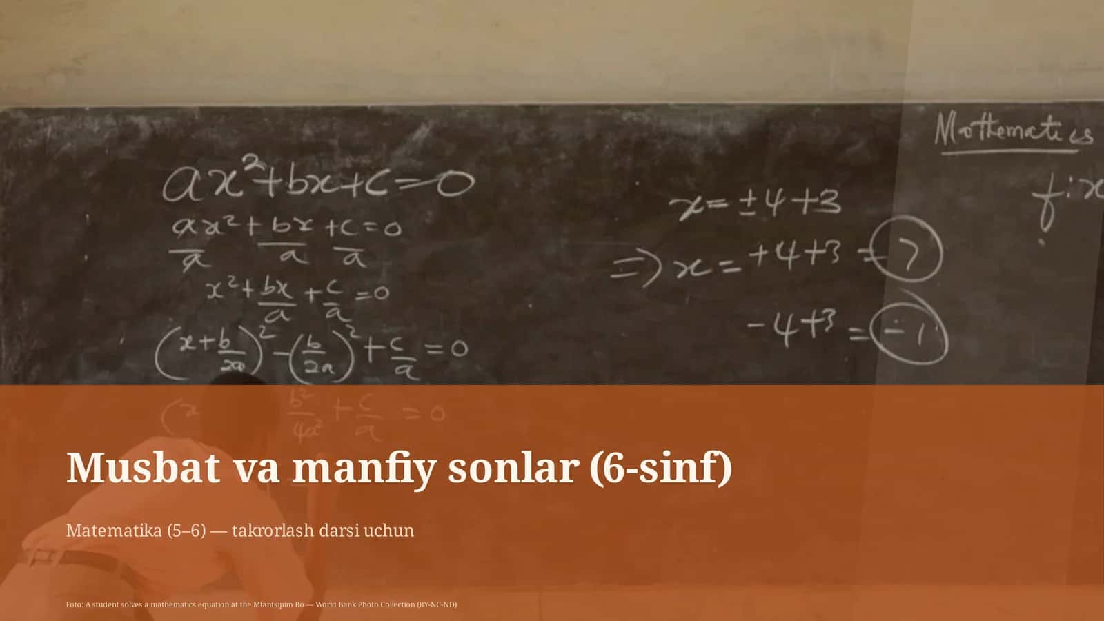 Musbat va manfiy sonlar (6-sinf) 1