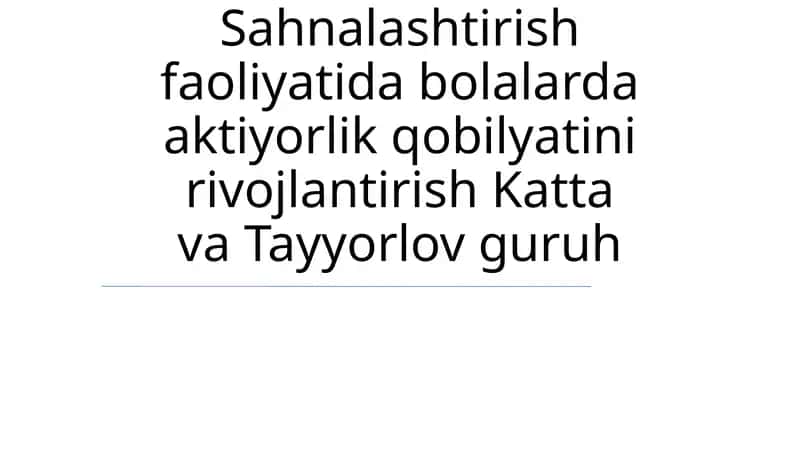 Aktiyorlik mahorati 1