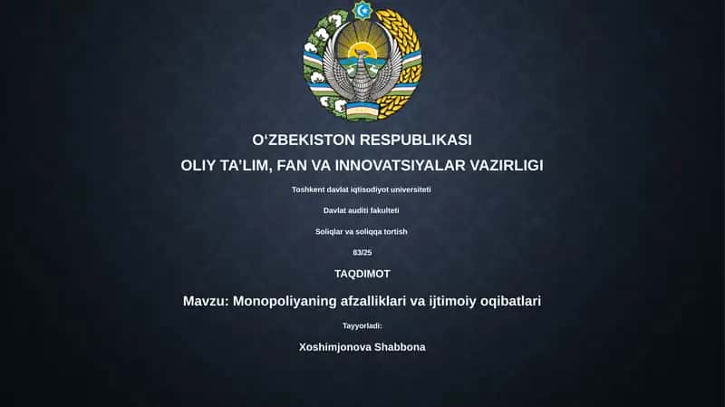 Monopoliyaning afzalliklari va ijtimoiy oqibatlari 1