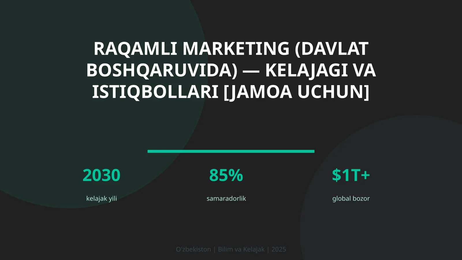 Raqamli marketing (davlat boshqaruvida) — kelajagi va istiqbollari [jamoa uchun] 1