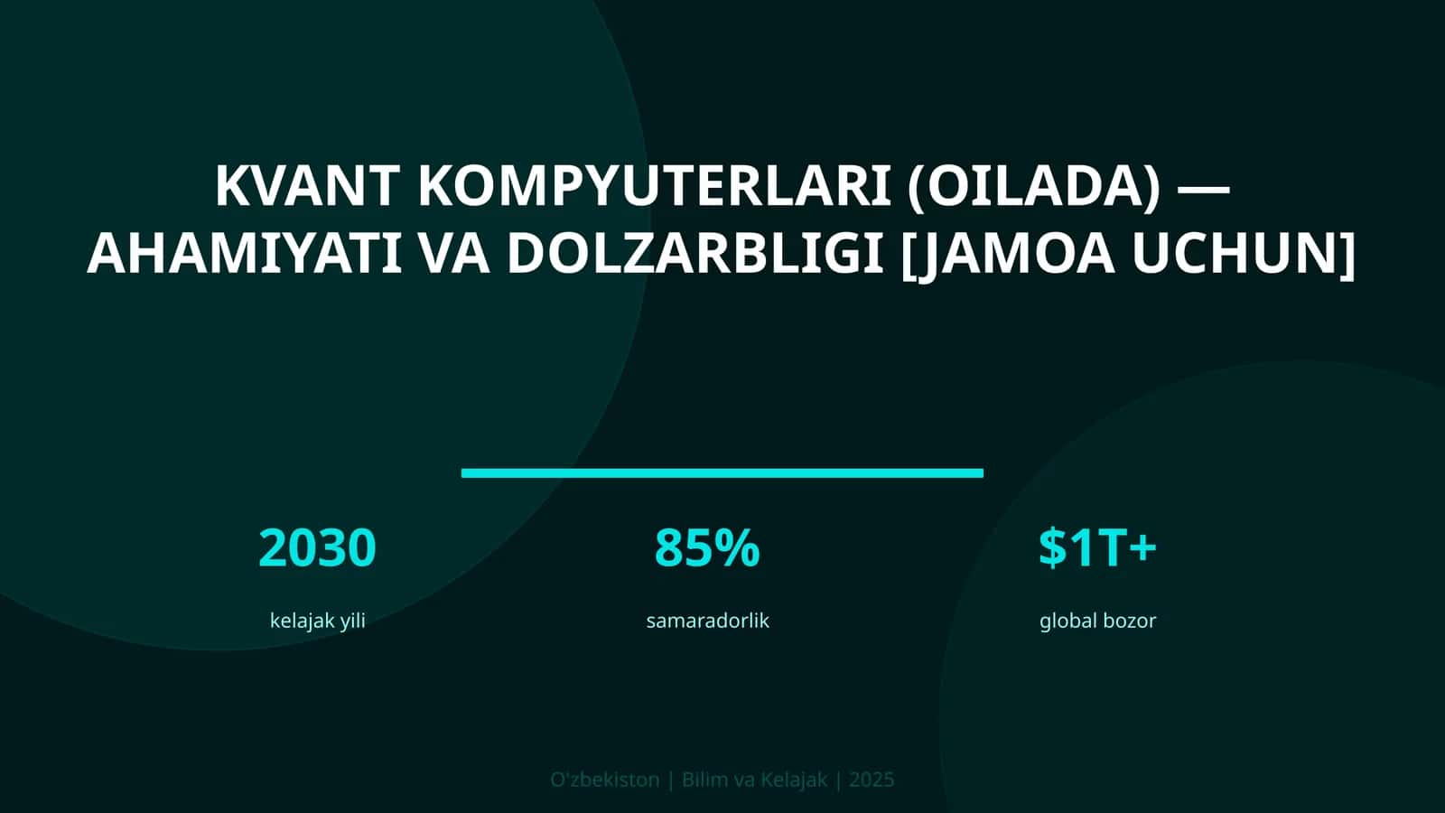 KVANT KOMPYUTERLARI (OILADA) — AHAMIYATI VA DOLZARBLIGI [JAMOA UCHUN] 1