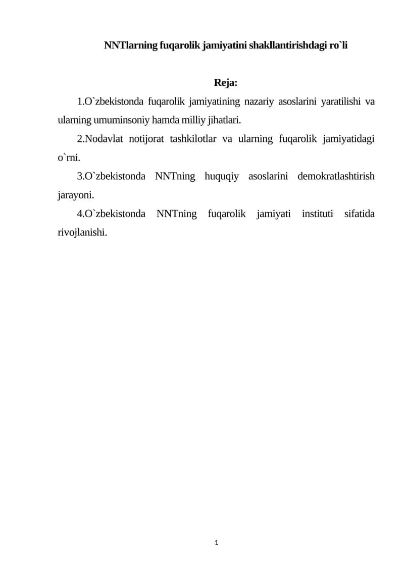 NNTlarning fuqarolik jamiyatini shakllantirishdagi ro`li 1