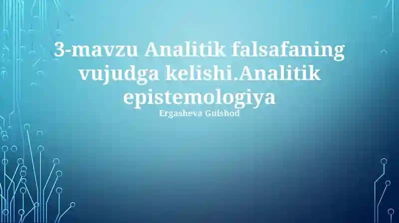 Analitik falsafaning vujudga kelishi 1