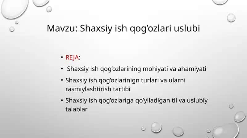 Shaxsiy ish qog’ozlari uslubi 1