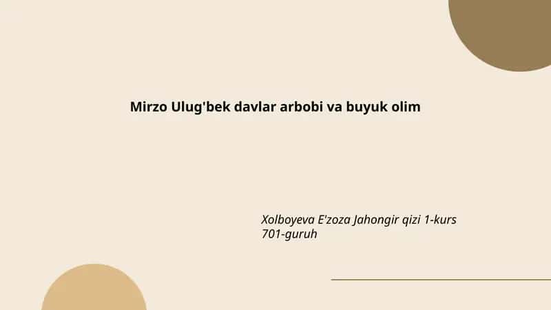 Mirzo Ulug'bek 1