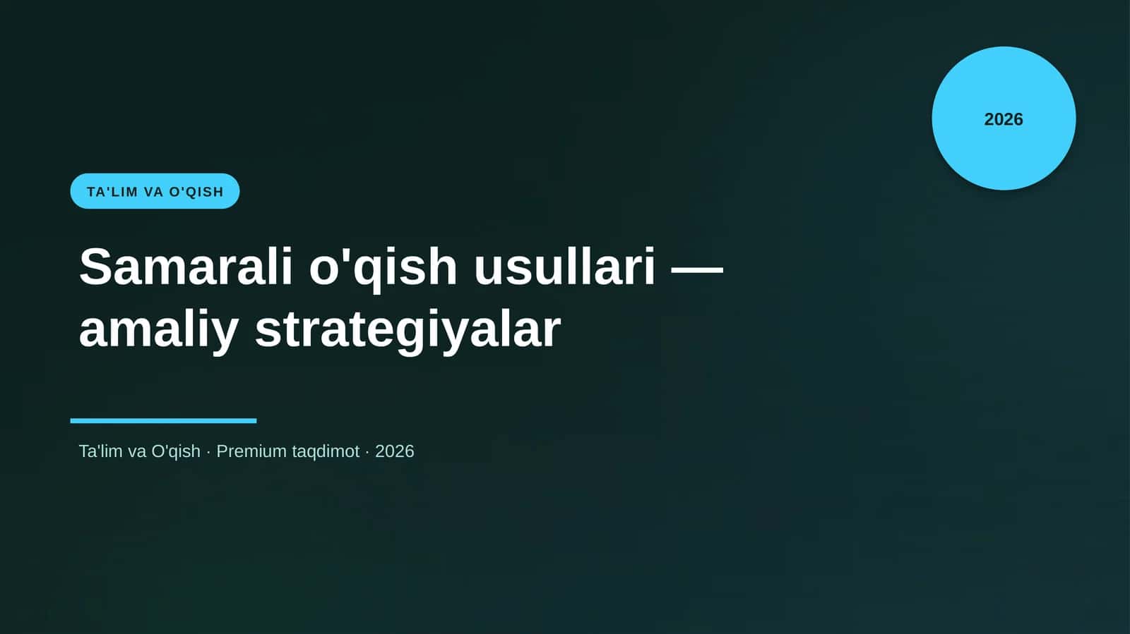 Samarali o'qish usullari — amaliy strategiyalar 1