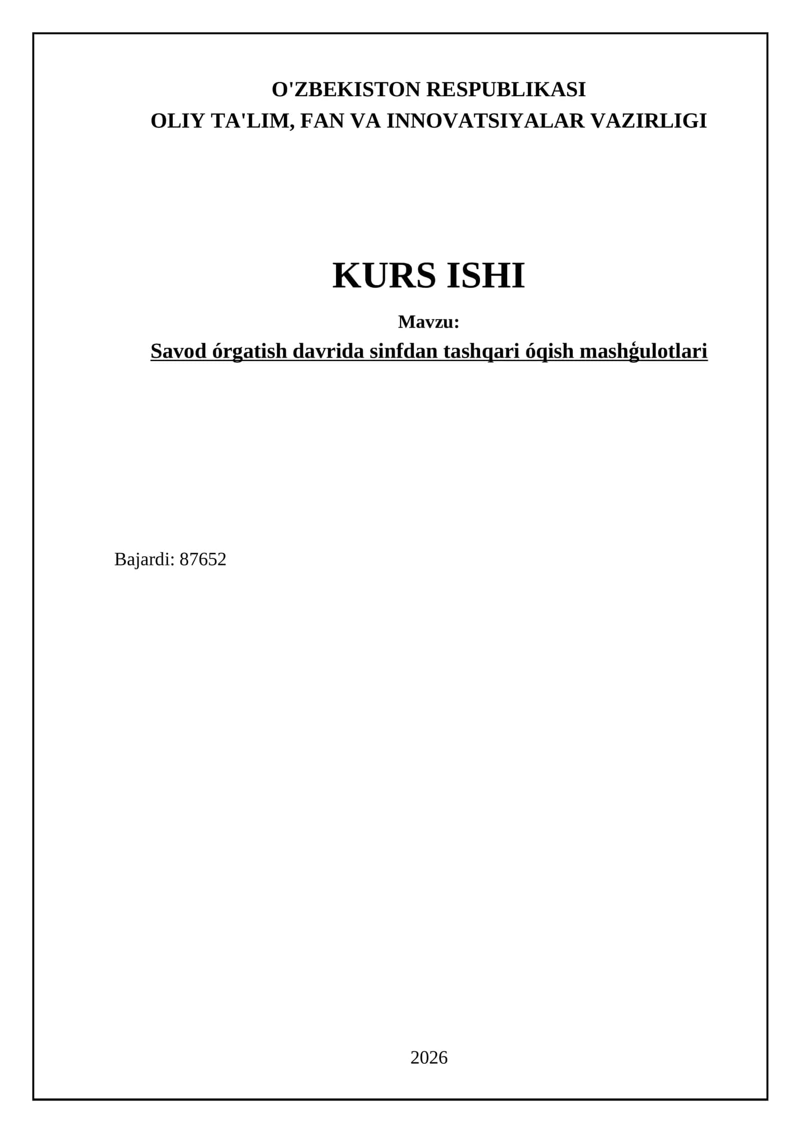 Savod órgatish davrida sinfdan tashqari óqish mashģulotlari 1