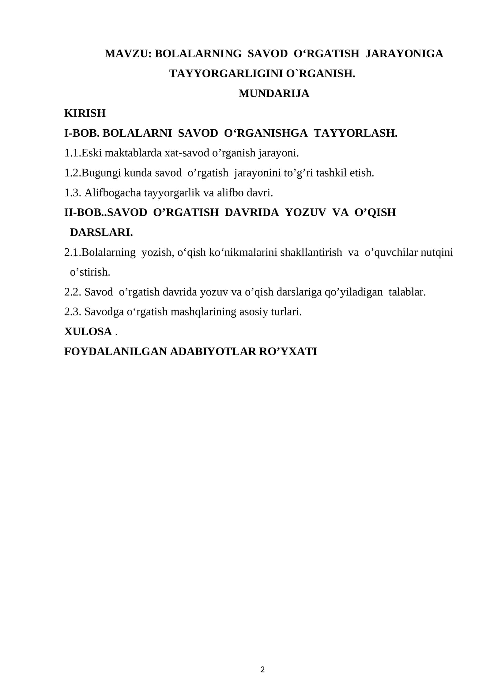 Bolalarning savod o’rgatish jarayoniga tayyorgarligini o’rganish 1