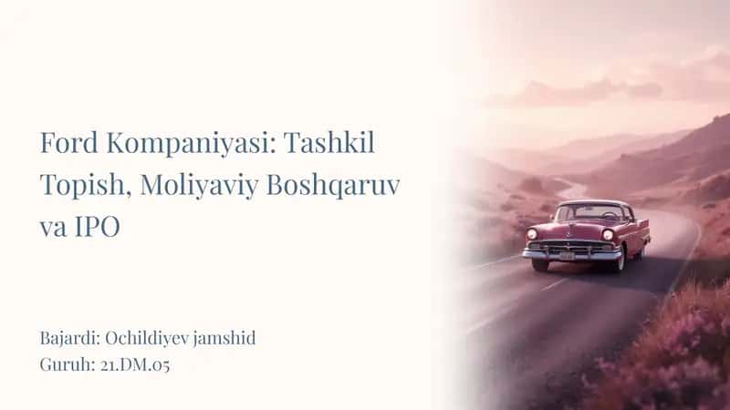 Fordning tashkil topish, moliyaviy boshqaruv va IPO 1