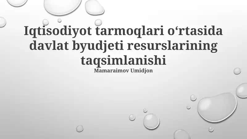 Davlat byudjeti resurslarining taqsimlanishi 1