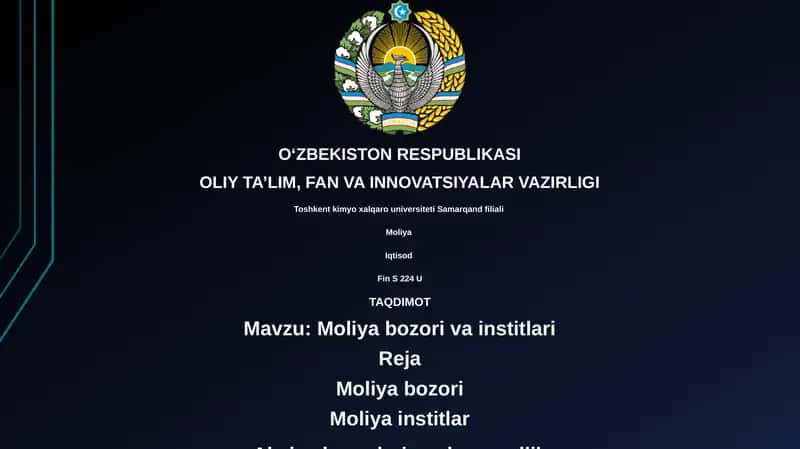 Moliya bozori va institlari 1
