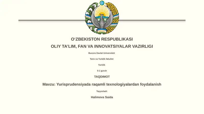 Yurisprudensiyada raqamli texnologiyalardan foydalanish 1