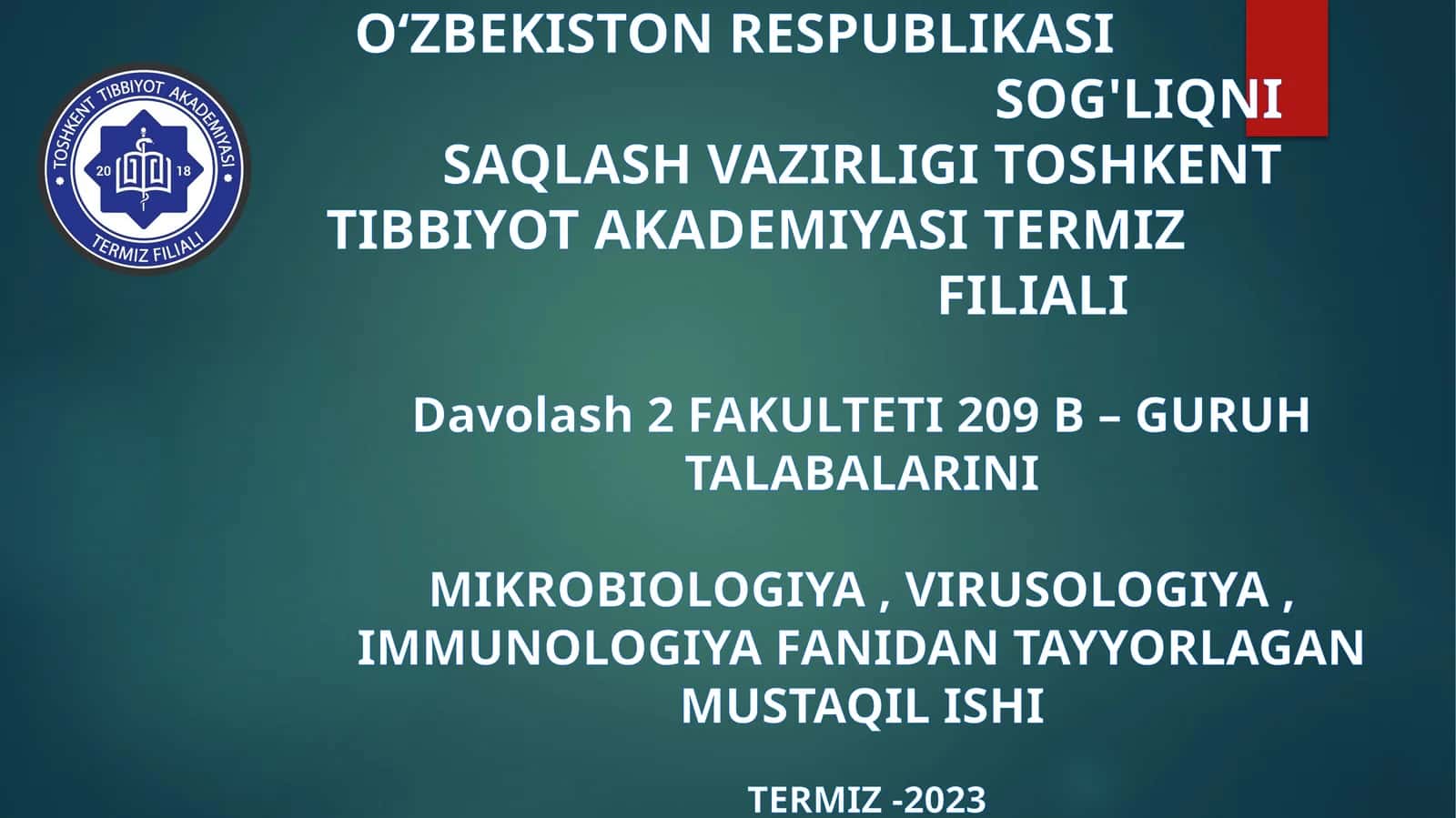 Mikrobiologiya, Virusologiya, Immunologiya fani 1