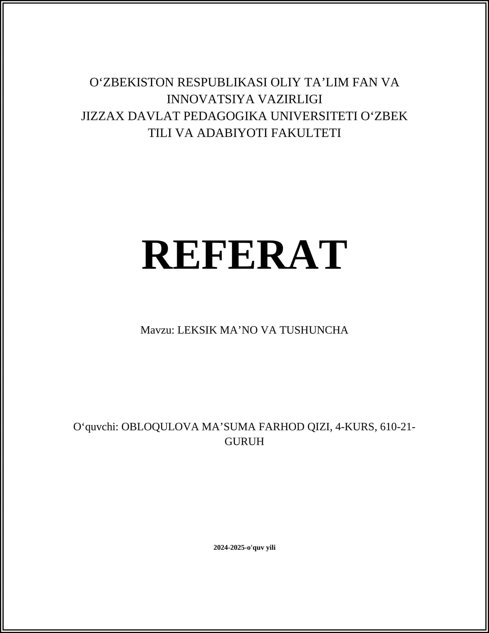 Leksemalar va ularning ma'nosi 1