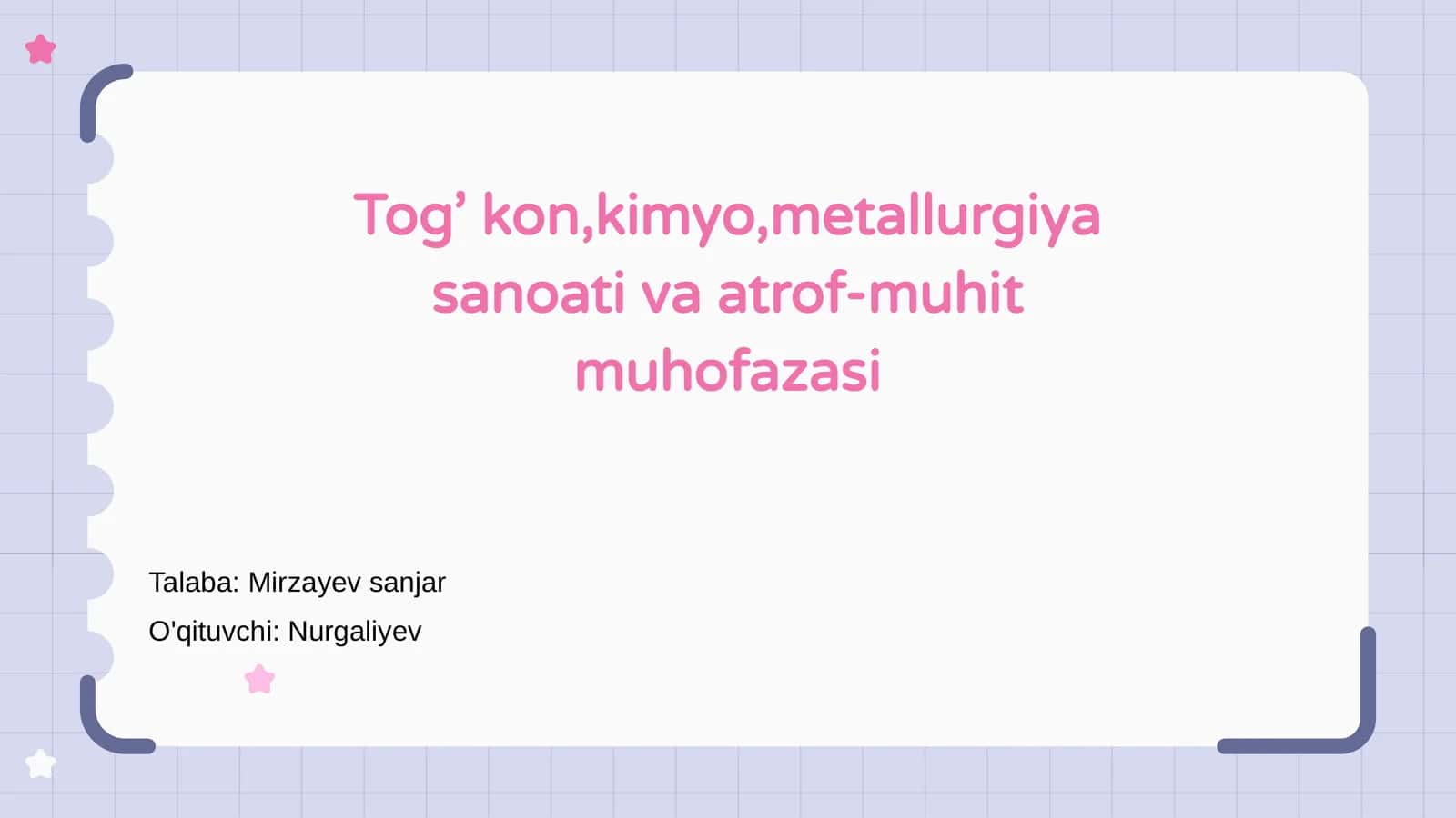 Tog’ kon, kimyo, metallurgiya sanoati va atrof-muhit muhofazasi 1