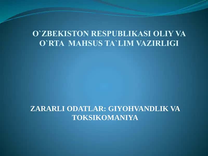 Giyohvandlik va toksikomaniya 1