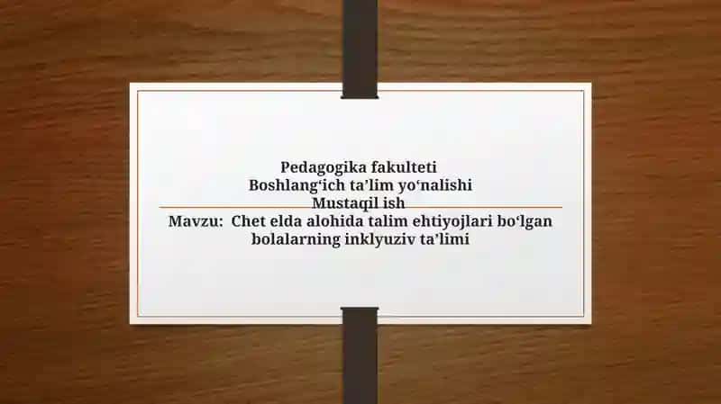 Chet elda alohida talim ehtiyojlari boʻlgan bolalarning inklyuziv taʼlimi 1